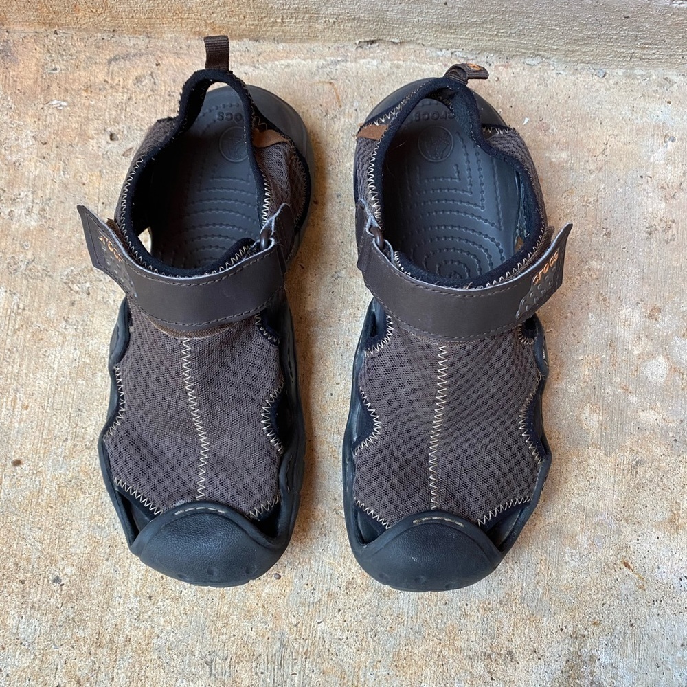 Crocs Mens 7 Brown Hiking Outdoor Comfort Casual Sandals - Picture 3 of 8